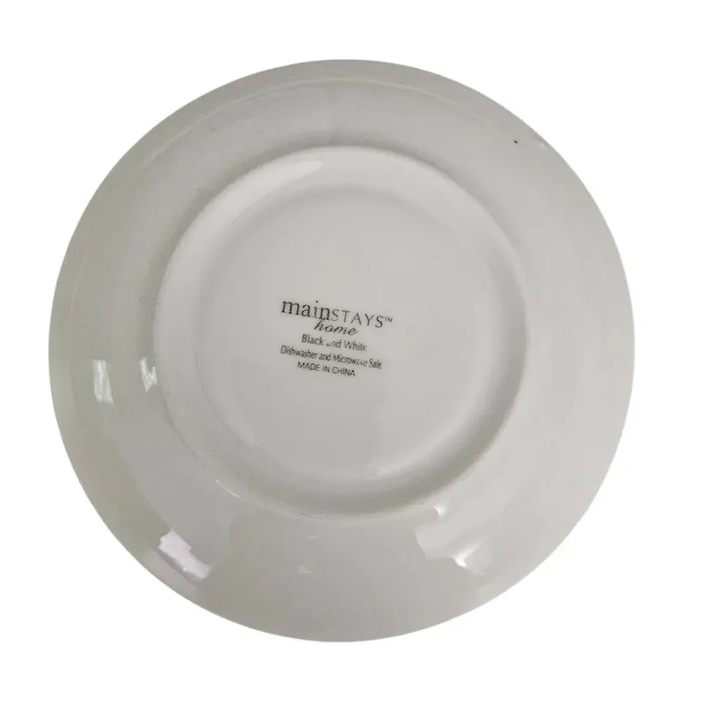 Mainstays Home Black & White Striped Saucer Plates Set of 4 Replacement